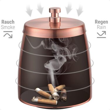 Анти-вітерний попільничка Ecooe з кришкою, нержавіюча сталь, великий, для вулиці та дому, колір мідний