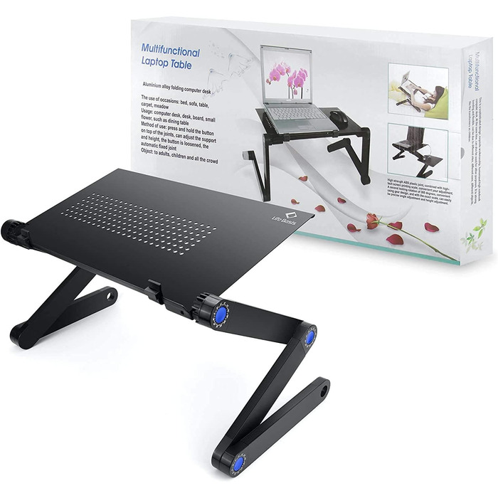 Підставка для ноутбука LifeBasis, складна, регульована, з алюмінієвого сплаву, для екранів до 17 дюймів, чорна