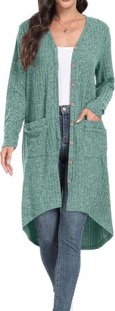 Жакети GRECEREE для жінок: кардиган з V-подібним вирізом, літній, з ґудзиками (XL, блакитний/зелений)