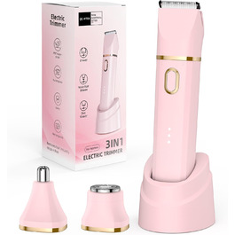 Електричний тример для тіла та обличчя 3-в-1 для жінок, рожевий