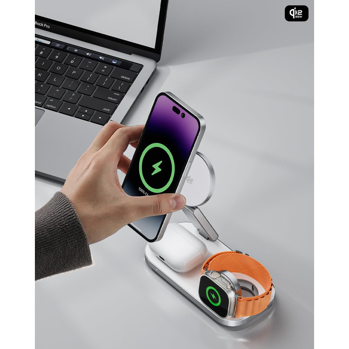 Бездротовий зарядний пристрій 3-в-1 MagSafe для iPhone, Apple Watch та AirPods Pro (Darkish)