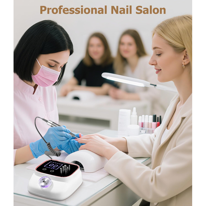 Електрична нігтьова фрезер 45000 RPM з LCD-дисплеєм для манікюру та педикюру, професійна, рожеве золото