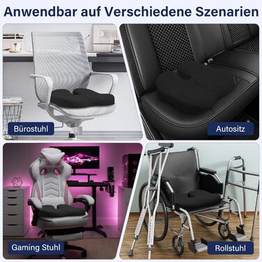 Ортопедична подушка для сидіння Juspota: комфорт та підтримка для офісу та автомобіля. Зменшує навантаження на куприк, розслаблює, чорного кольору.