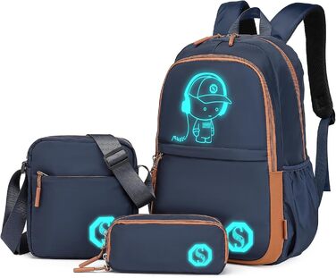 KONO Рюкзак для школи 3-в-1: рюкзак, сумка через плече, пенал. Підходить для ноутбука 15.6