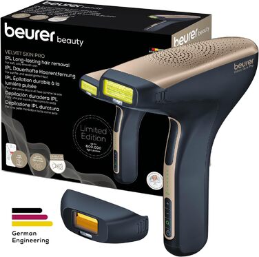 Beurer IPL Velvet Skin Pro: Апарат для епіляції IPL, акумуляторний, для тіла, обличчя, бікіні-зони, з додатком, чорний