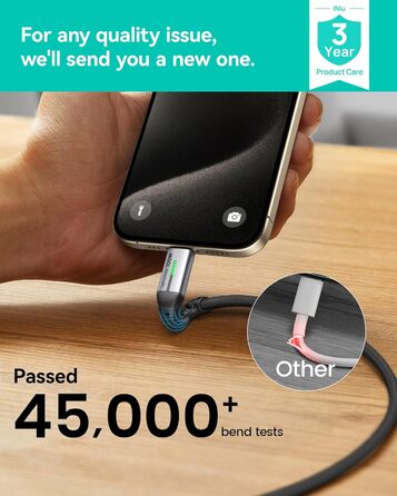 Кабель USB-C 100W з підтримкою PD3.0, 3м, чорний. Кабель USB-C для iPhone, Samsung, Pixel, iPad, MacBook. Нейлон, швидка зарядка