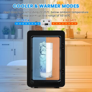 Enventor 10-15 Liter Portable Mini Fridge - AC/DC Powered Cooler & Warmer for Car, Travel, Beauty, Food & Drinks (White/Black)