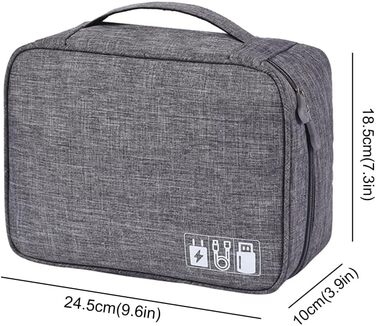 Електронна сумка-органайзер для аксесуарів: зарядні пристрої, Power Bank, кабелі (сіра)