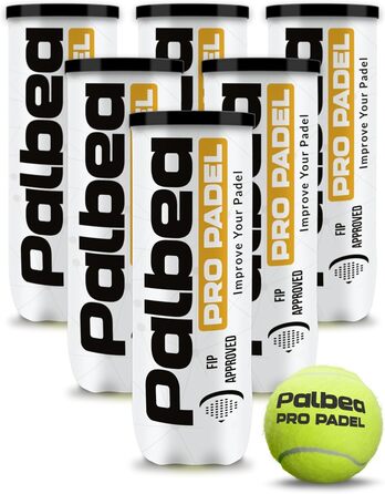 Palbea PRO Padel: Якісні м'ячі для падел-тенісу - FIP сертифіковані, HV Filz, Преміум якість. Ідеальні для тренувань та турнірів. 1 картон x 6/12/24 туби
