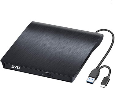 Зовнішній CD/DVD привід BEVA USB 3.0 Type-C, портативний DVD-записувач та зчитувач (DVD/CD-RW), Plug and Play для ноутбука та ПК (Windows, macOS, Linux)