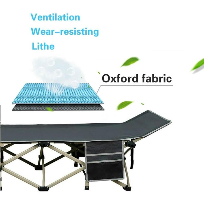 Ліжко-розкладачка Yaheetech для кемпінгу, сіре, до 150 кг, з бічною кишенею та сумкою для транспортування