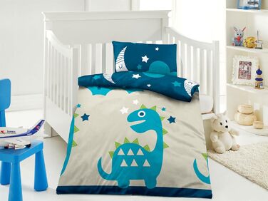 Комплект постільної білизни Kinder для дітей | 100x135 см + 40x60 см | 100% бавовна | Застібка-блискавка | Принцеса, зірки | рожевий/рожевий (100 x 135 см, динозавр)