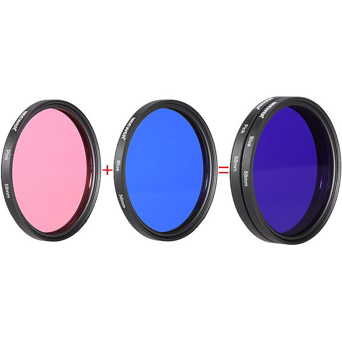 NEEWER Набір фільтрів для об'єктива 9шт, 58mm: червоний, оранжевий, синій, жовтий, зелений, коричневий, фіолетовий, рожевий, сірий. Аксесуари для камери