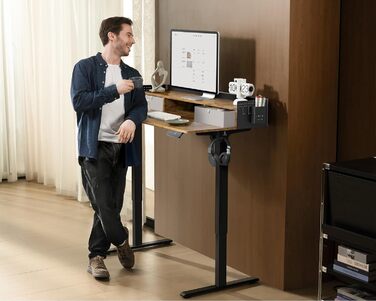 Electric Standing Desk with Drawers - 120x60cm Adjustable Height Desk for Home Office & DIY Pegboard