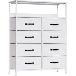 LYNCOHOME Chest of Drawers with Drawers, Fabric Chest of Drawers, TV Stand Sideboard with 6 Fabric Drawers, Storage Cabinet Bedroom Drawer Chest Kitchen Storage Furniture for Office Hallway (White-828)