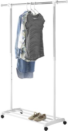 Whitmor Clothes Rack, Adjustable, White/Chrome