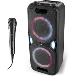 MEDION Party-Soundsystem P67038: караоке-система з LED, Bluetooth 5.0, USB, AUX, 2 мікрофони, 220W