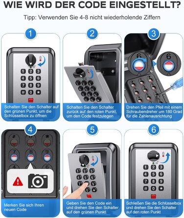 Шлюзовий сейф Mohard з кодовим замком для кріплення на стіні, 12-позиційний, велика місткість, вологостійкий, для дому, офісу, гаража