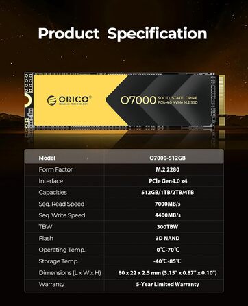 SSD Orico 512GB M.2 2280 SATA III – Швидкий внутрішній накопичувач для ноутбука/ПК