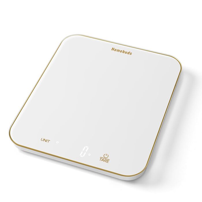 Кухонні ваги Homebuds 15 кг, цифрові, з LED-дисплеєм, точність 1 г/0,1 унції, для випічки та приготування їжі, скло, 3 AAA батарейки в комплекті