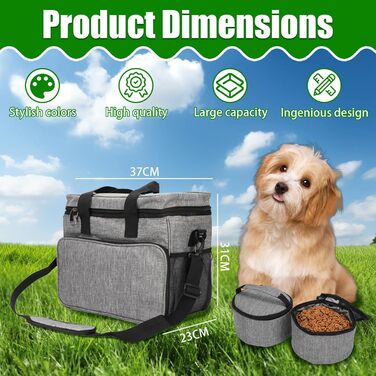 Трансформер для собак: сумка-переноска для подорожей з місткими кишенями, зручним ременем та двома складеними мисками. Ідеально для собак та котів.