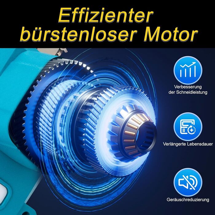 Акумуляторна міні-пила 6 дюймів (20 см) з безщітковим мотором, комплект з 2 ланцюгами 6 дюймів, 2 ланцюгами 8 дюймів, 2 направляючими плитами, 2 батареями високої ємності, для обрізки дерев та різання деревини, блакитна