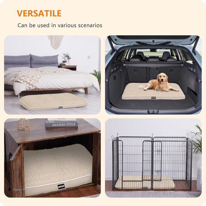 Ортопедичний лежак для собак, двоярусний килимок для собак, зручний лежак для собак, знімний кошик для собак, 90 см для собак маленьких та середніх порід (105 x 69 x 12 см, бежевий)