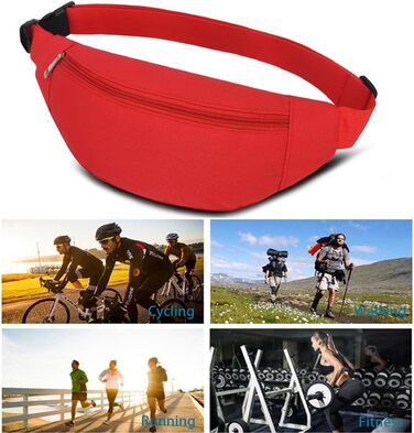 Сумка на пояс для чоловіків та жінок, бананка спортивна, червона, для подорожей, прогулянок з собакою та активного відпочинку