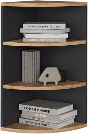 Vicco Corner Shelf Ecki, Bookshelf, White/Goldkraft Oak, 30 x 60 cm (Anthracite/Goldkraft Oak, 60x30 cm)