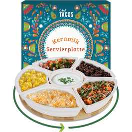 Snack Server - 26 cm - Multiple bowls with space for delicious snacks - Rotating serving platter with high-quality ceramic bowls - Perfect for snacks, dips, fruit and much more
