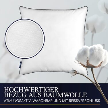 Gentle North High-Quality Hotel-Style Pillowcases (80x80 cm) - 2-Pack Fluffy, Ergonomic Sleep Pillows (Ökotex 100 Certified) - With Zipper - Washable up to 60° 2x | 80x80