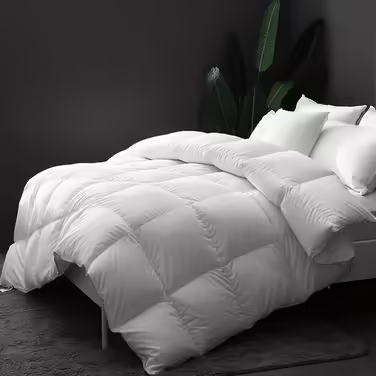 DWR Winter Down Comforter 135x200cm Bedspread made of goose down and feathers, Extra soft organic cotton quilted, Winter warm and thick with high fill power, Down comforter, White 135 x 200 cm White / Winter Down Comforter