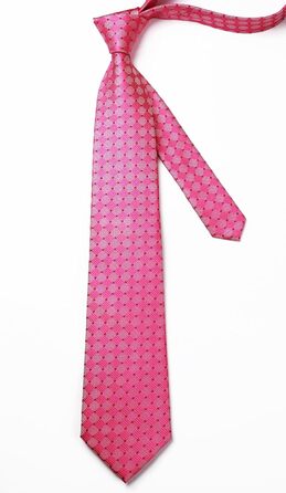 HISDERN Комплект краватки та нагрудного хустинки в клітинку для чоловіків (Фуксія Рожевий)