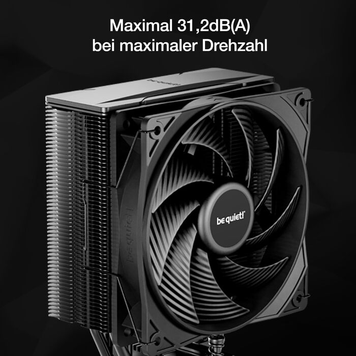 be quiet! Pure Rock 3 Black - повітряний кулер для ПК з високою продуктивністю, 4 теплові трубки HDT, вентилятор Pure Wings 3 120mm PWM, встановлена монтажна планка