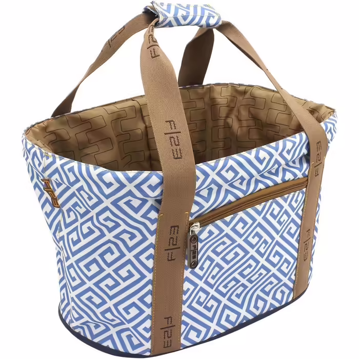 F|23, Shopping Basket, SHOPPERS'DELIGHT, Integrated Protective Cover, Polyester, 42 x 27 x 26 cm, approx. 20 liters, blue/white, 84110-5