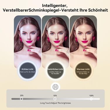 JUSRON косметичка з дзеркалом і підсвічуванням LED, дорожня косметична сумка з регульованими перегородками, органайзер для макіяжу та пензлів, біла, розмір M