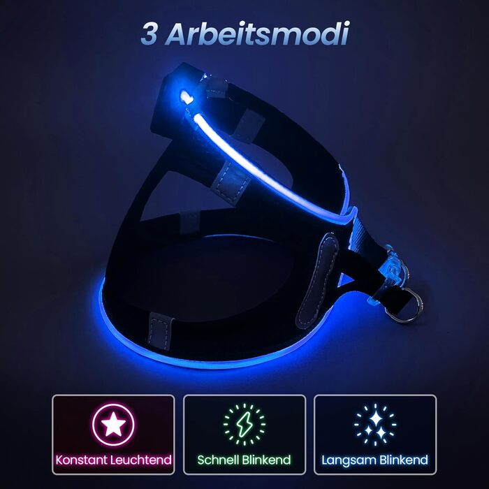 Світлодіодне обіднє нашийник для собак PcEoTllar: безпека та стиль для вашого улюбленця. Зручний, світловідбиваючий, з 3 режимами освітлення, підходить для собак маленьких та середніх порід.