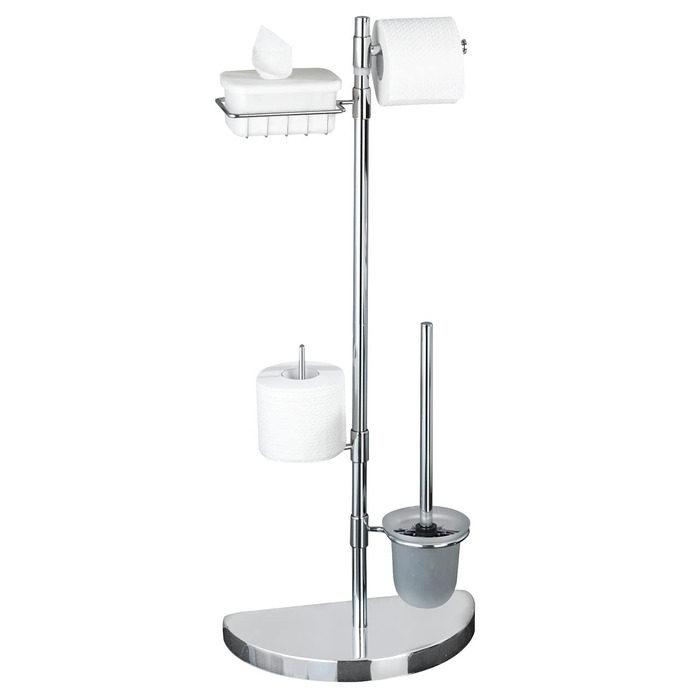Організатор для ванної кімнати WENKO: підставка для туалетного паперу та щітки, з полицею, з нержавіючої сталі, 34 x 84,5 x 18 см