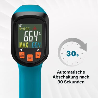 Інфрачервоний термометр Tilswall IR з лазерним цільовим прицілом (-50°C до 800°C) для приготування їжі, барбекю, піци, морозильних камер та промисловості