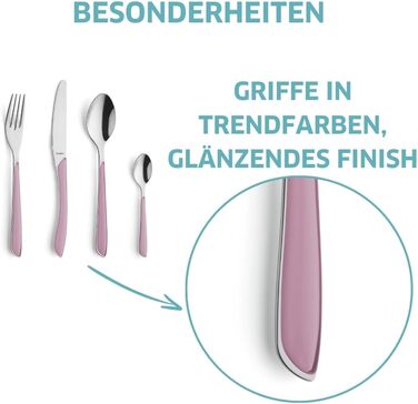 Набір столових приборів Kuppels Prisma для 6 осіб з нержавіючої сталі, 24 шт. | Столовий прибор з пластиковими ручками кольору старорожевого | Нержавіючий, для миття в посудомийній машині