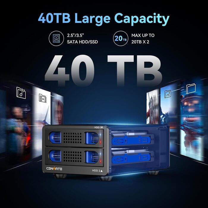 Зовнішній RAID корпус для 2 HDD/SSD дисків 2.5/3.5