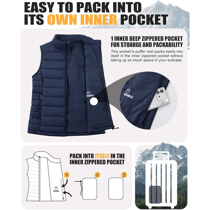 Жіноча степна жилетка Outdoor Ventures: тепла, для туризму та велоспорту, з капюшоном, темно-синя, розмір S