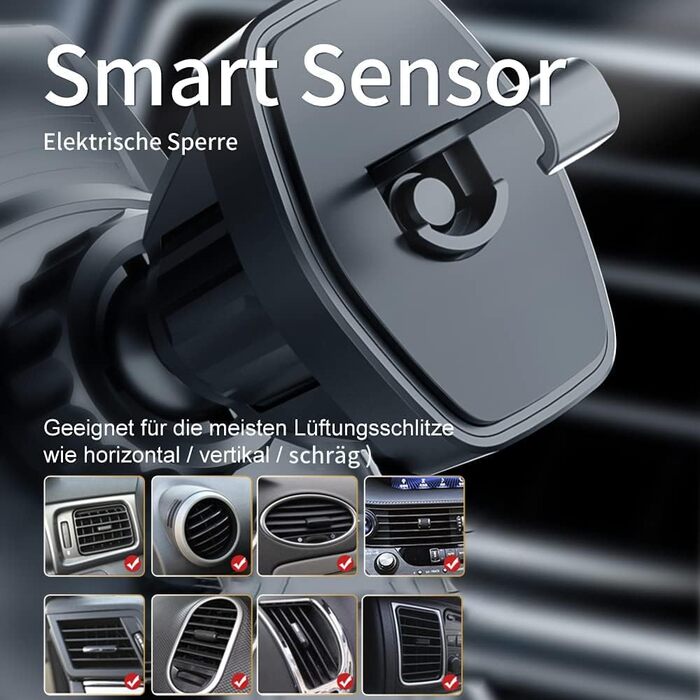 Автомобільний бездротовий зарядний пристрій AmazeFan 15W Qi з тримачем для телефону, чорний