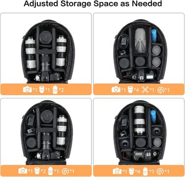 MOSISO Рюкзак для камери, DSLR/SLR/беззеркальна фототехніка, захищений, модульні вставки, тримач для штатива, сумісний з Canon, Nikon, Sony, сірий