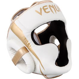 Venum Elite Headgear - White/White (White/Gold) - Boxing & MMA Protection
