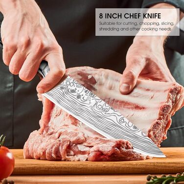 MOSFiATA 17-Piece Professional Kitchen Knife Set with Titanium Coating - Stainless Steel Chef Knife Set with Scissors, Finger Guards & Gift Box (Includes 10 Outdoor Knives)