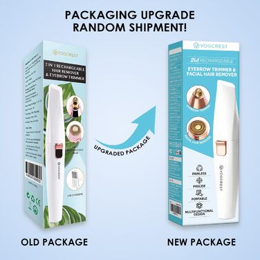 Тріммер для обличчя та брів 2-в-1 VG VOGCREST з LED-підсвічуванням - безболісне гоління обличчя, губ та тіла