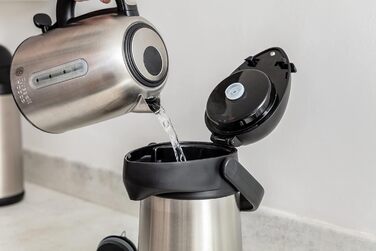 Emsa 637301600 President Insulated Pump Carafe | Capacity: 3 Liters | 12 hours hot | Detachable pump head | Integrated carrying handle | Stainless steel/Black