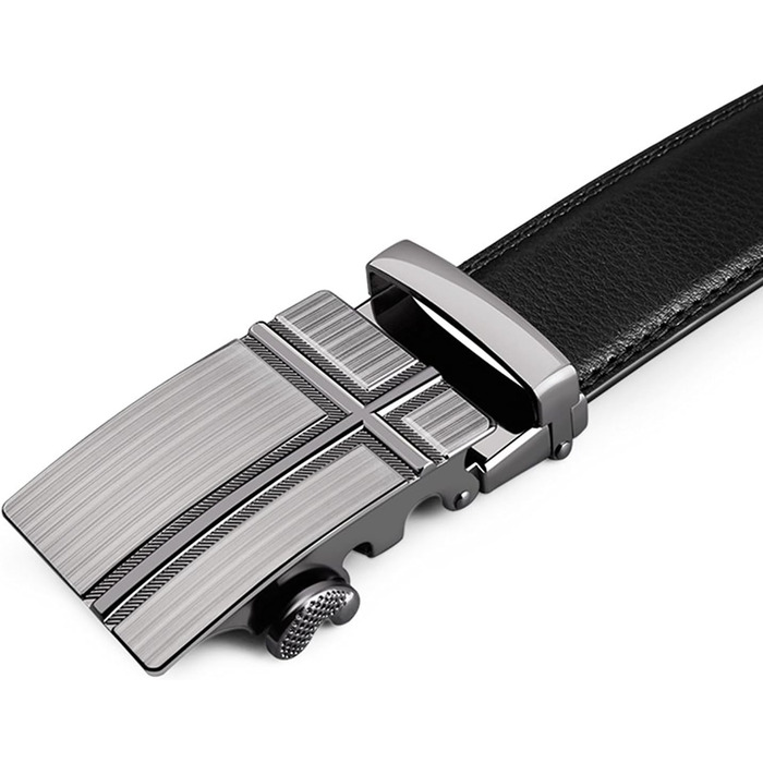 Чоловічий шкіряний ремінь на пряжці-защіпці (растубачка) 35 мм, чорний