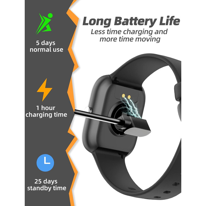 Дитячий розумний годинник Kinder Smartwatch для хлопчиків та дівчаток. Водонепроникний фітнес-трекер IP68, моніторинг серцевого ритму та сну, 19 спортивних режимів, крокомір, будильник. Подарунок для дітей від 5 років. Чорний колір.